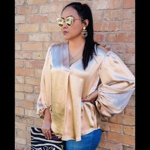 Flying First Class Champagne Shift Top